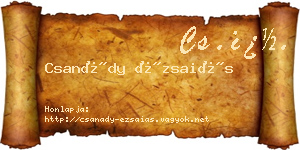 Csanády Ézsaiás névjegykártya